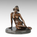 Nude Figure Statue Sitting Lady Bronze Sculpture TPE-705